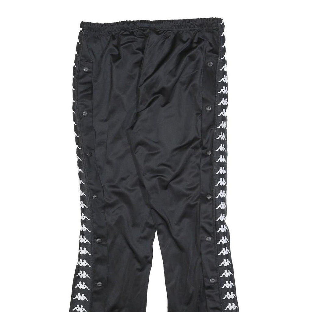 KAPPA Womens Joggers Black White Logo L W32 L32 Track Pants Slim Tapered