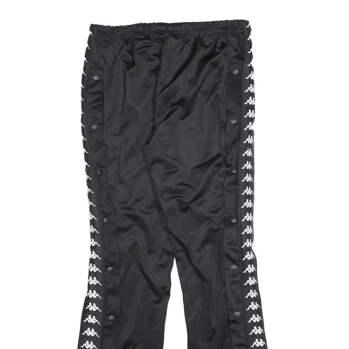 KAPPA Womens Joggers Black White Logo L W32 L32 Track Pants Slim Tapered