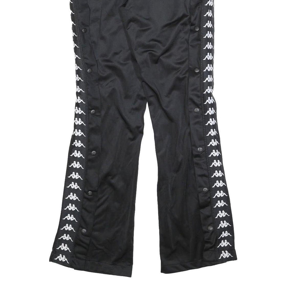 KAPPA Womens Joggers Black White Logo L W32 L32 Track Pants Slim Tapered