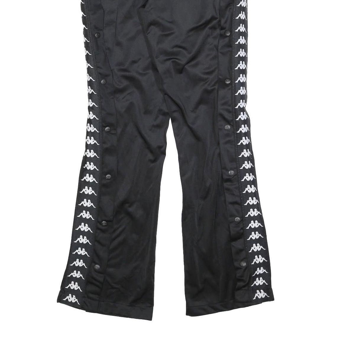 KAPPA Womens Joggers Black White Logo L W32 L32 Track Pants Slim Tapered
