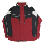 COLUMBIA Mens Red & Black Outdoor Jacket L Polyester Zip Colorblock Weatherproof