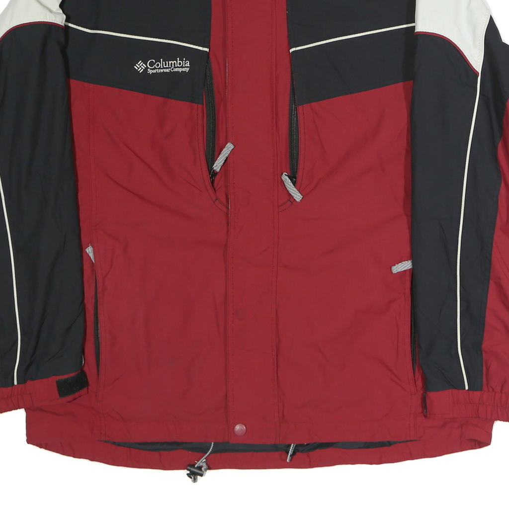 COLUMBIA Mens Red & Black Outdoor Jacket L Polyester Zip Colorblock Weatherproof