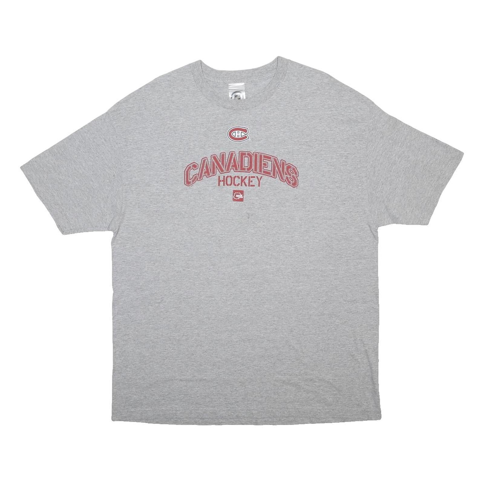 NHL Mens Grey Canadiens Hockey Graphic T-Shirt XL Short Sleeve Crew Neck Casual