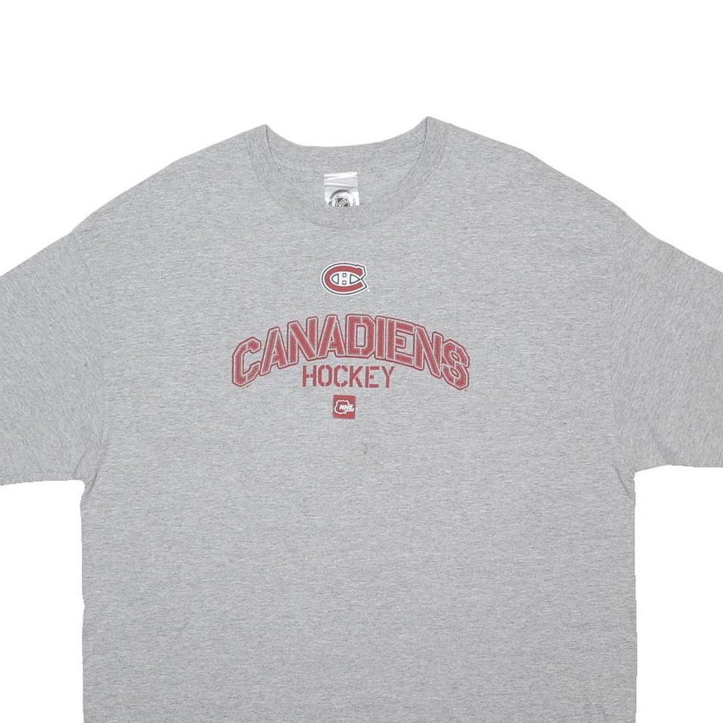 NHL Mens Grey Canadiens Hockey Graphic T-Shirt XL Short Sleeve Crew Neck Casual