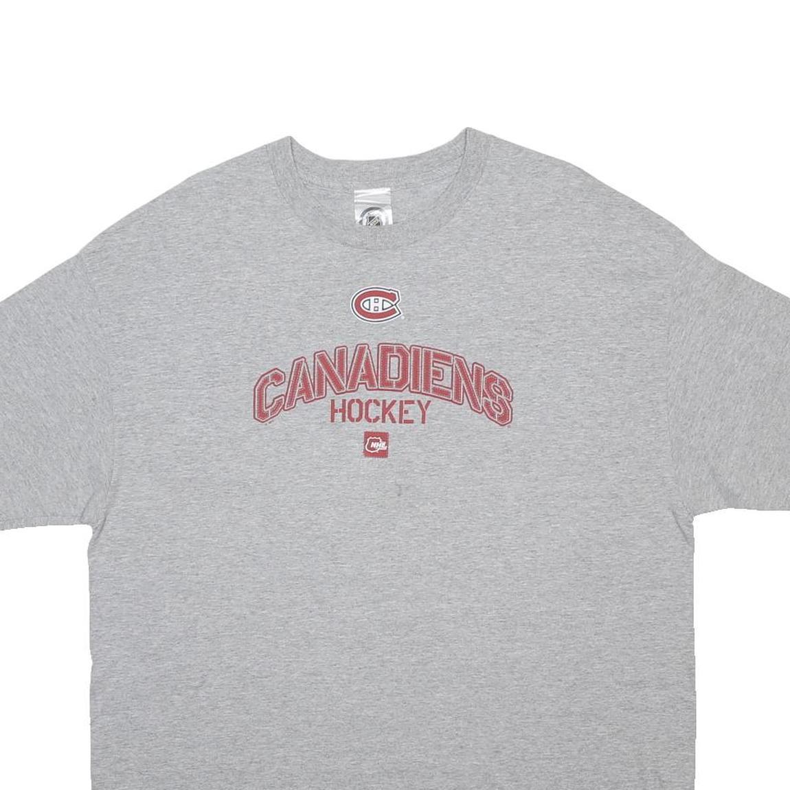 NHL Mens Grey Canadiens Hockey Graphic T-Shirt XL Short Sleeve Crew Neck Casual