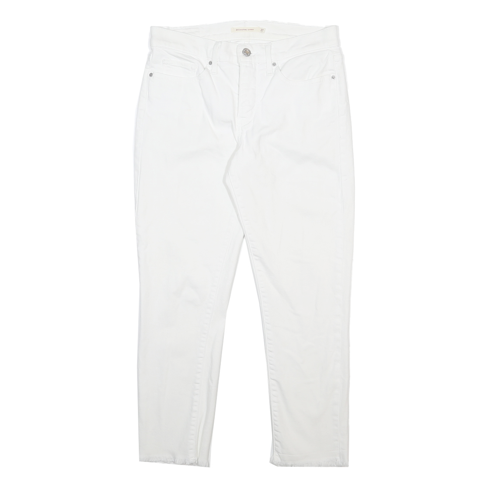 LEVI'S 311 Womens Slim White Denim Raw Hem W27 L24 Stretch Cotton Blend Jeans