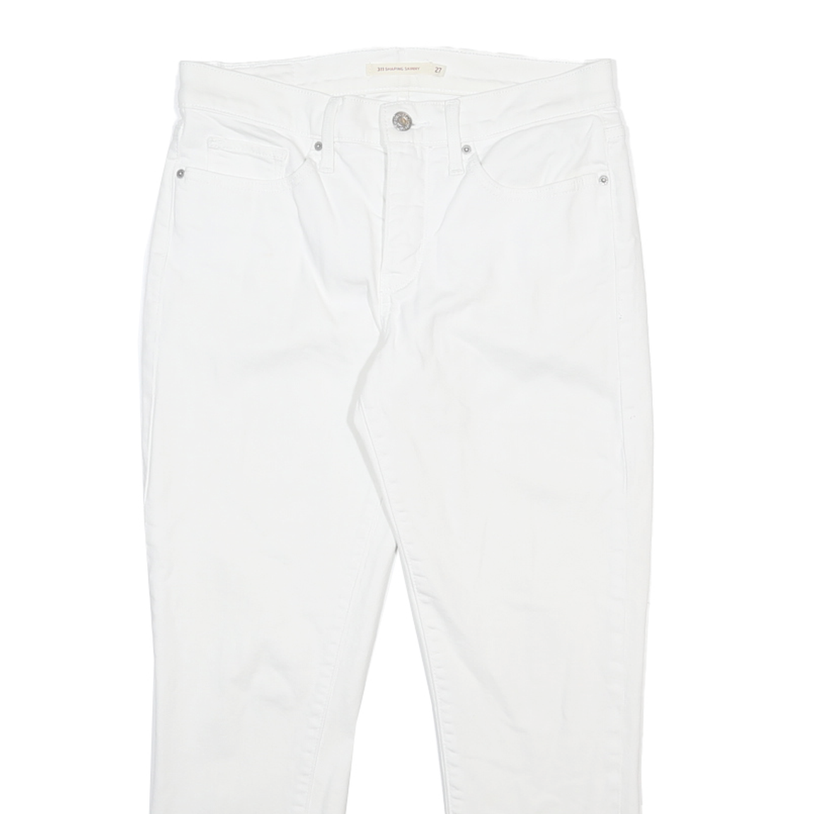 LEVI'S 311 Womens Slim White Denim Raw Hem W27 L24 Stretch Cotton Blend Jeans