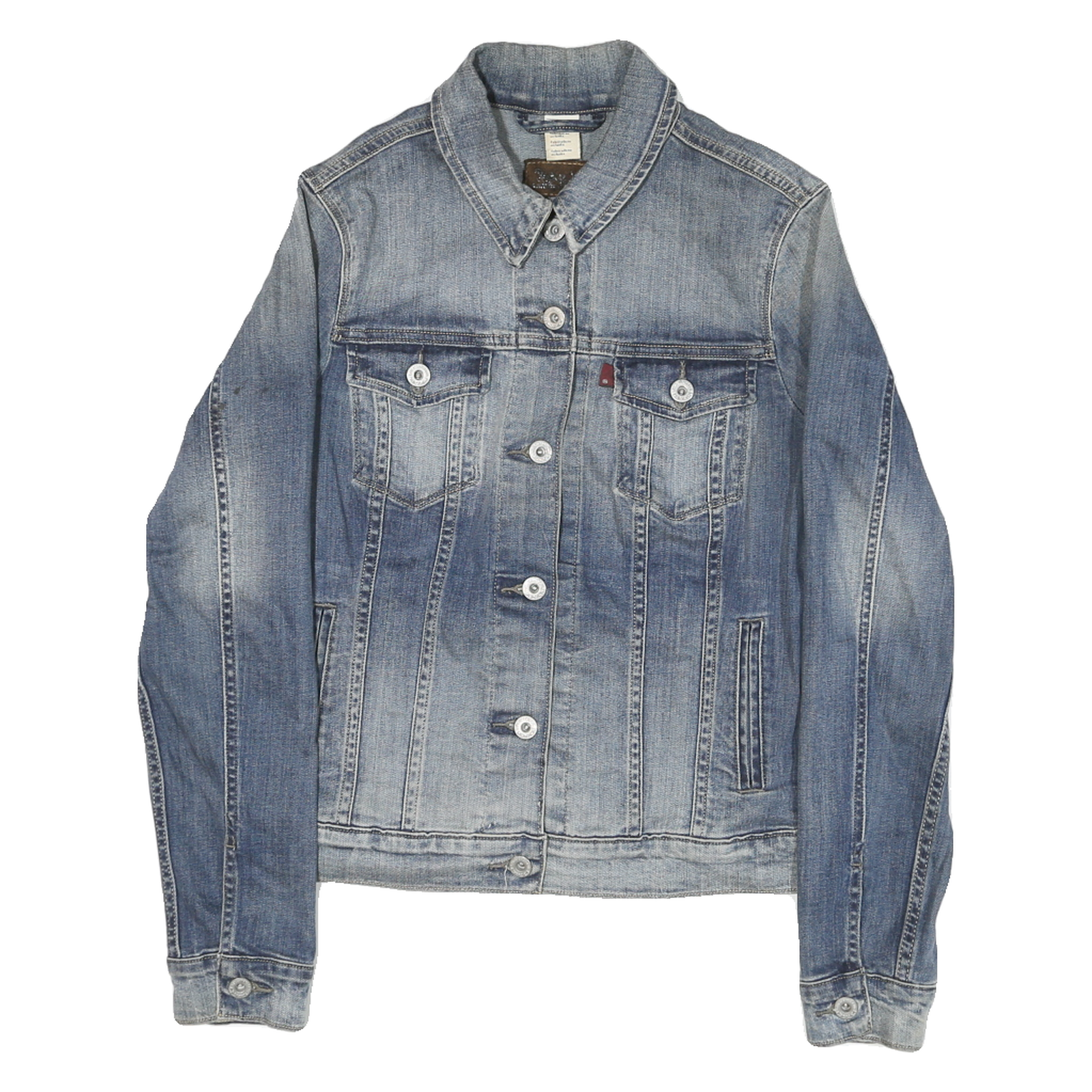 LEVI'S Womens Blue Denim Jacket M Cotton Blend Button Closure Classic Fit