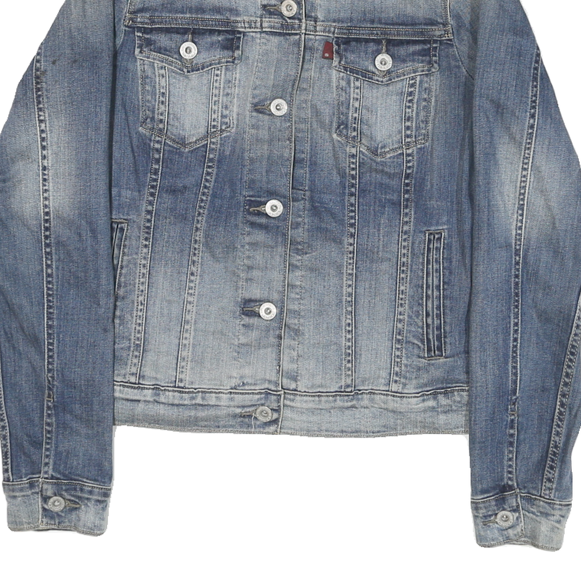 LEVI'S Womens Blue Denim Jacket M Cotton Blend Button Closure Classic Fit