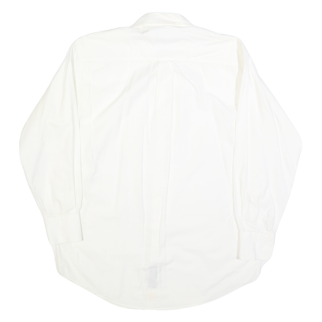 NAUTICA Mens White Classic Fit Button-Down Shirt L Cotton Blend Casual Smart