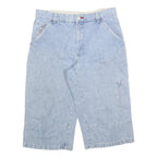 IDENTIC Mens Denim Blue Cotton Blend Cargo Shorts M W32 Long Length