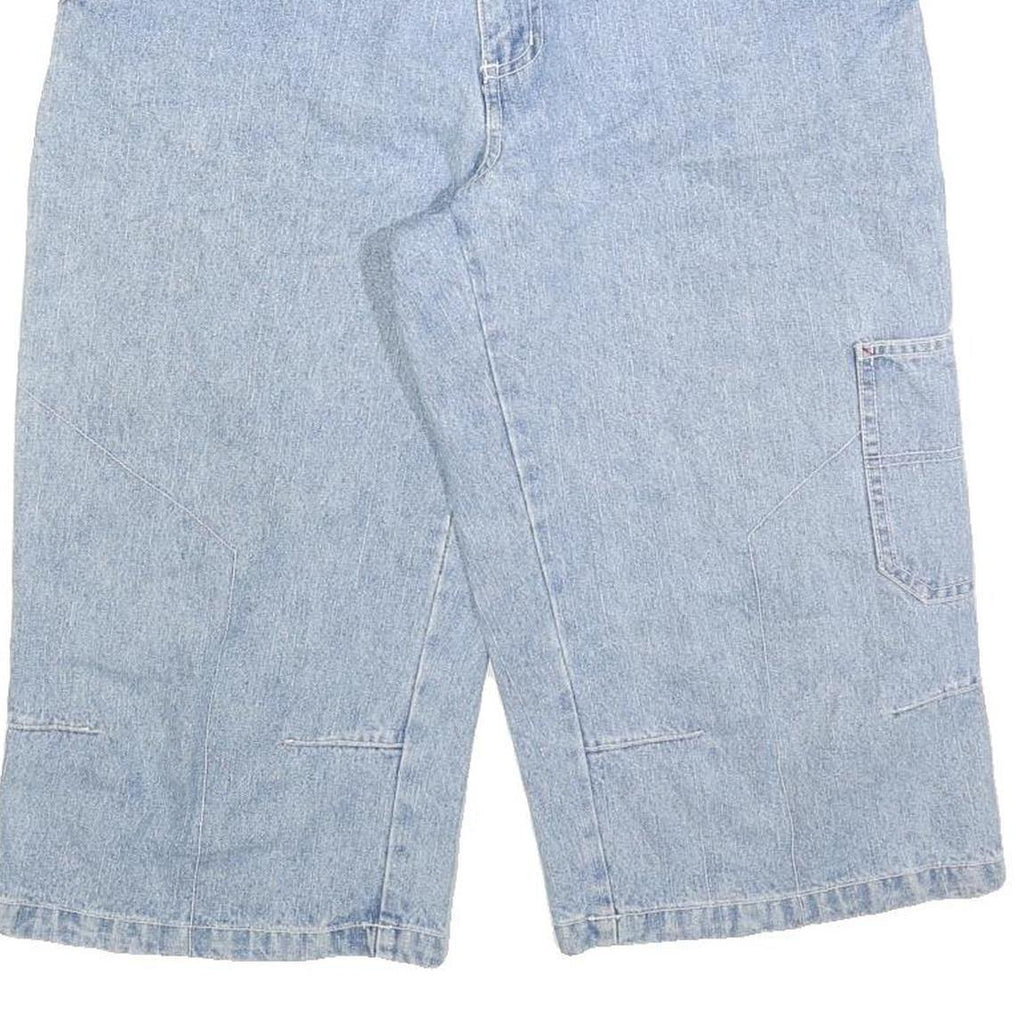 IDENTIC Mens Denim Blue Cotton Blend Cargo Shorts M W32 Long Length