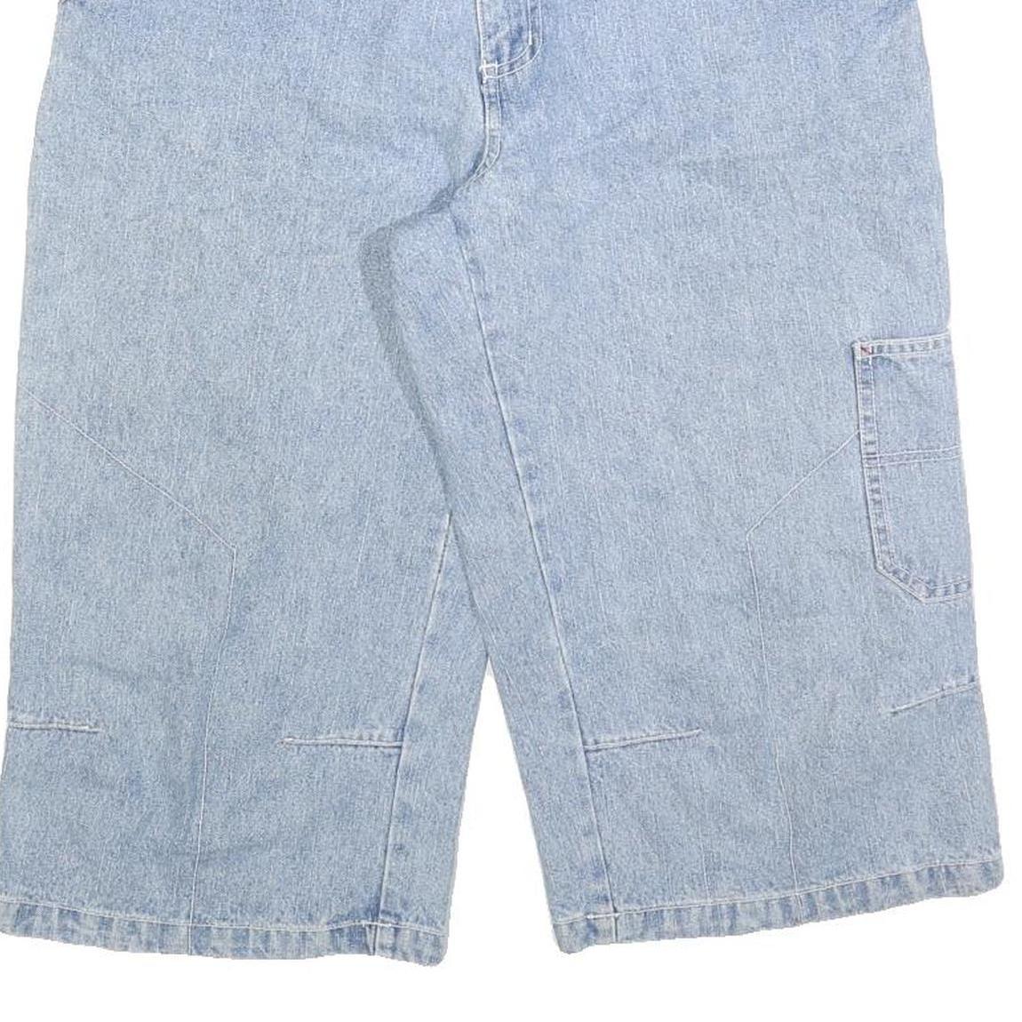 IDENTIC Mens Denim Blue Cotton Blend Cargo Shorts M W32 Long Length