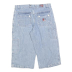 IDENTIC Mens Denim Blue Cotton Blend Cargo Shorts M W32 Long Length