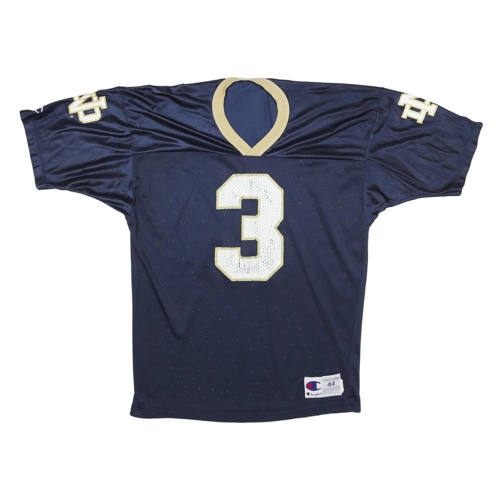 CHAMPION Mens Navy & Gold Graphic T-Shirt L Short Sleeve V-Neck Sports Jersey