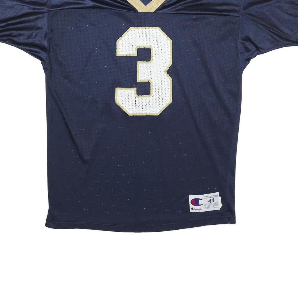 CHAMPION Mens Navy & Gold Graphic T-Shirt L Short Sleeve V-Neck Sports Jersey