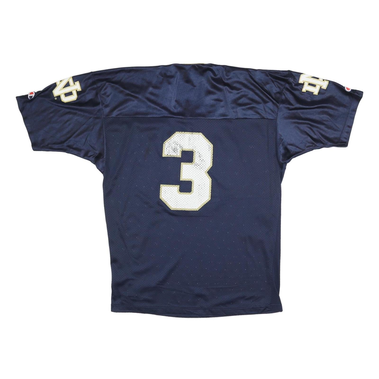 CHAMPION Mens Navy & Gold Graphic T-Shirt L Short Sleeve V-Neck Sports Jersey