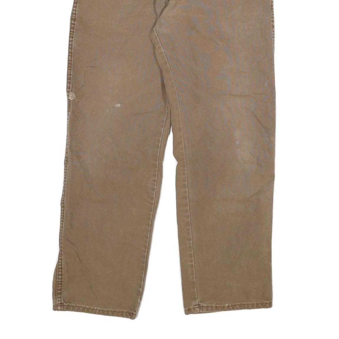 DICKIES Mens Cotton Blend Brown Regular Fit Straight Leg Trousers W34 L30