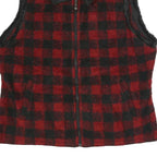 WOOLRICH Womens Red & Black Check Zip Jacket XL Acrylic Blend Comfortable