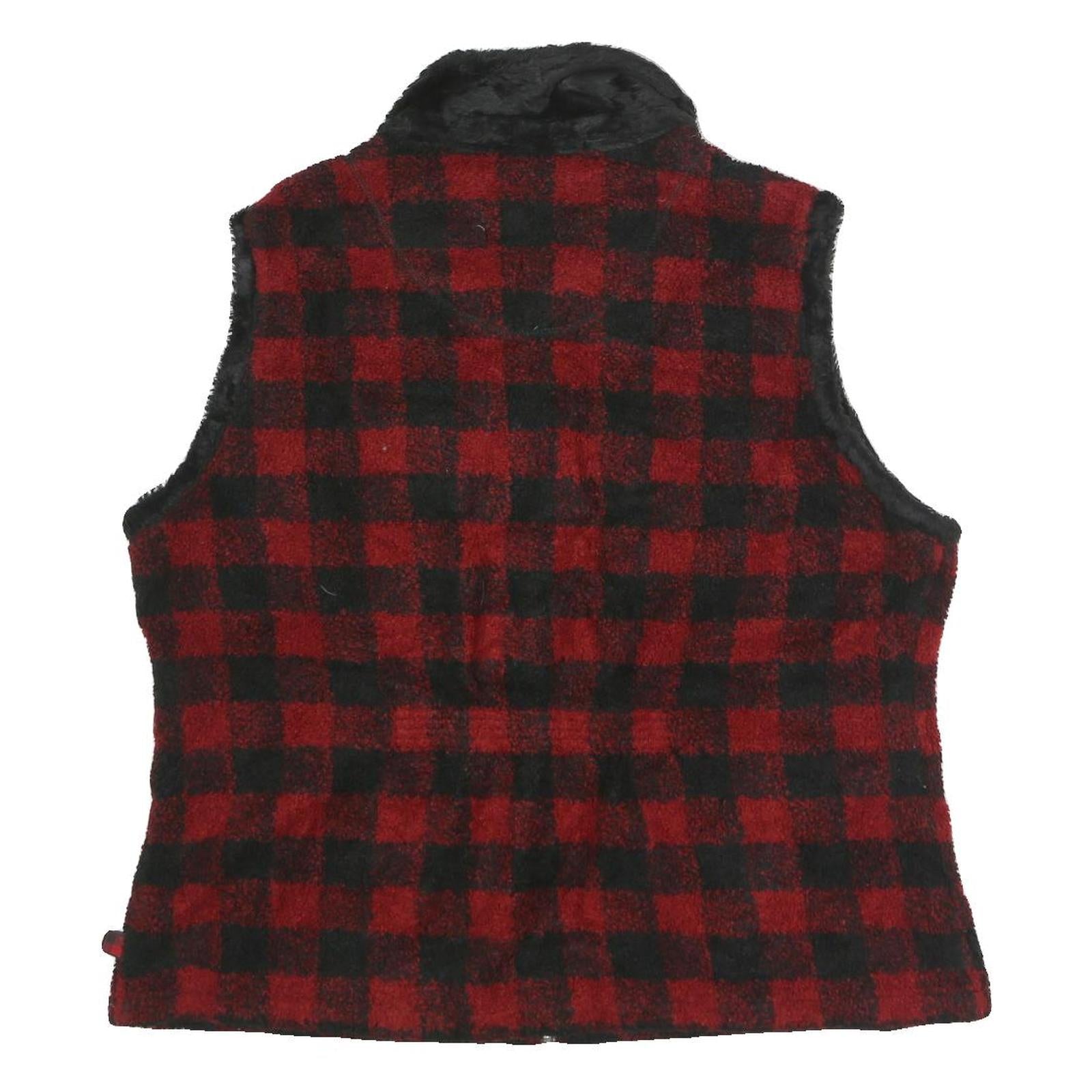 WOOLRICH Womens Red & Black Check Zip Jacket XL Acrylic Blend Comfortable