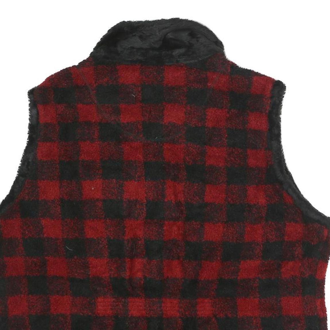 WOOLRICH Womens Red & Black Check Zip Jacket XL Acrylic Blend Comfortable