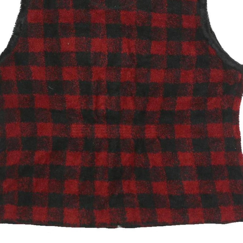 WOOLRICH Womens Red & Black Check Zip Jacket XL Acrylic Blend Comfortable