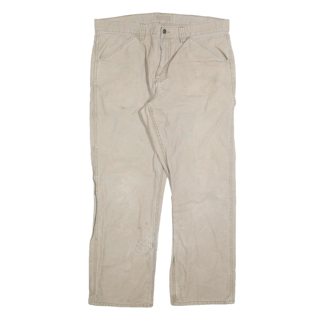 CARHARTT Mens Cotton Blend Beige Workwear Regular Straight Trousers W38 L32