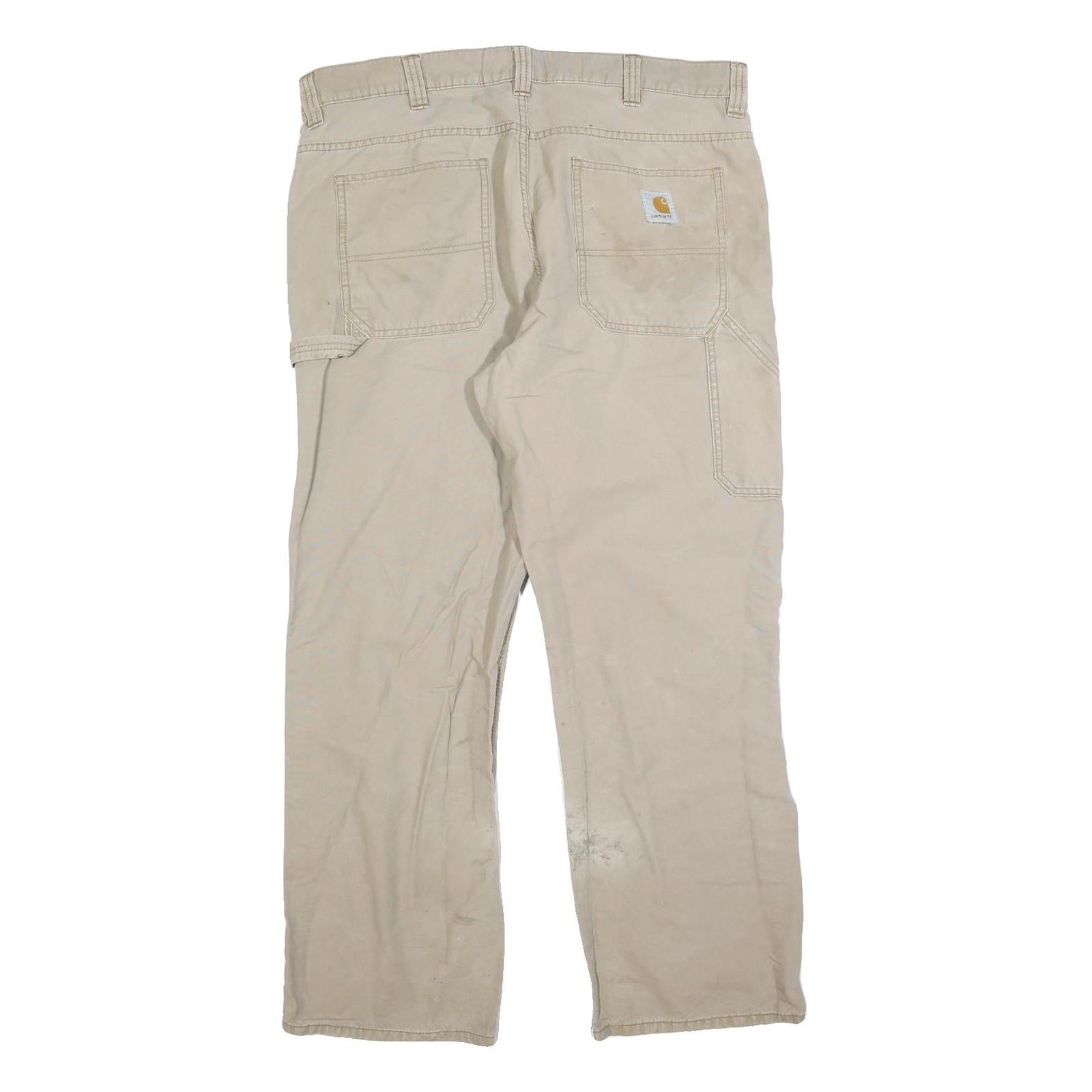 CARHARTT Mens Cotton Blend Beige Workwear Regular Straight Trousers W38 L32