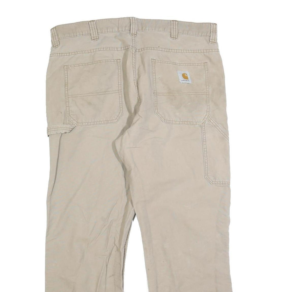 CARHARTT Mens Cotton Blend Beige Workwear Regular Straight Trousers W38 L32