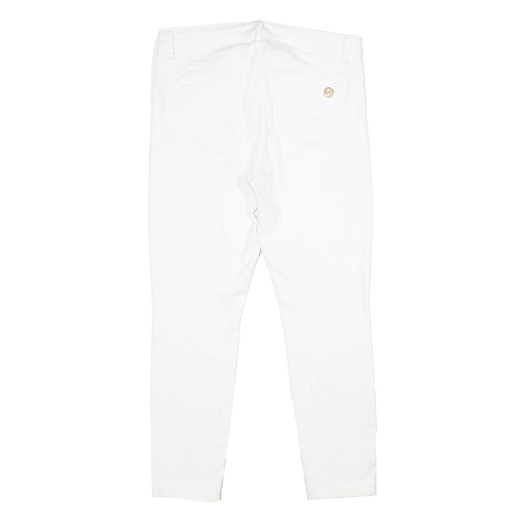 MICHAEL KORS Womens Cotton Blend White Slim Tapered Trousers W32 L28 Casual