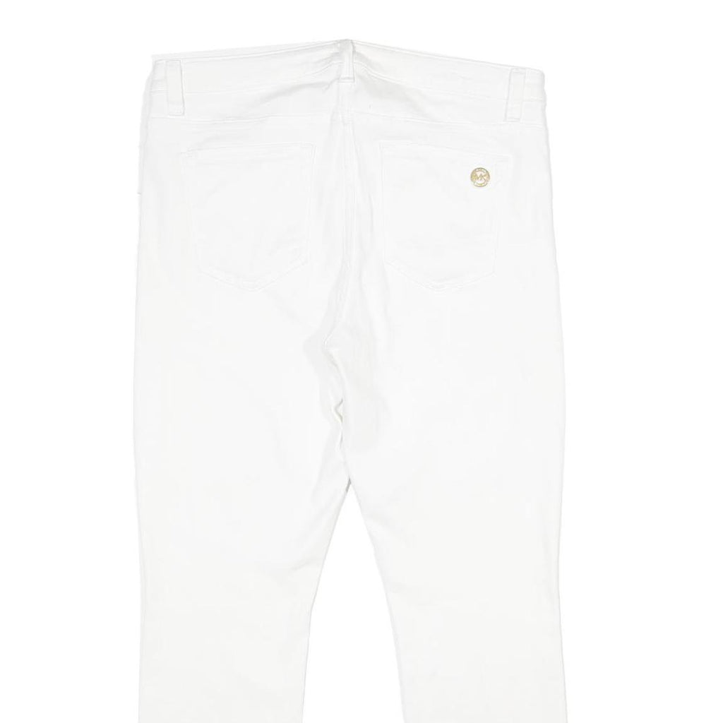 MICHAEL KORS Womens Cotton Blend White Slim Tapered Trousers W32 L28 Casual