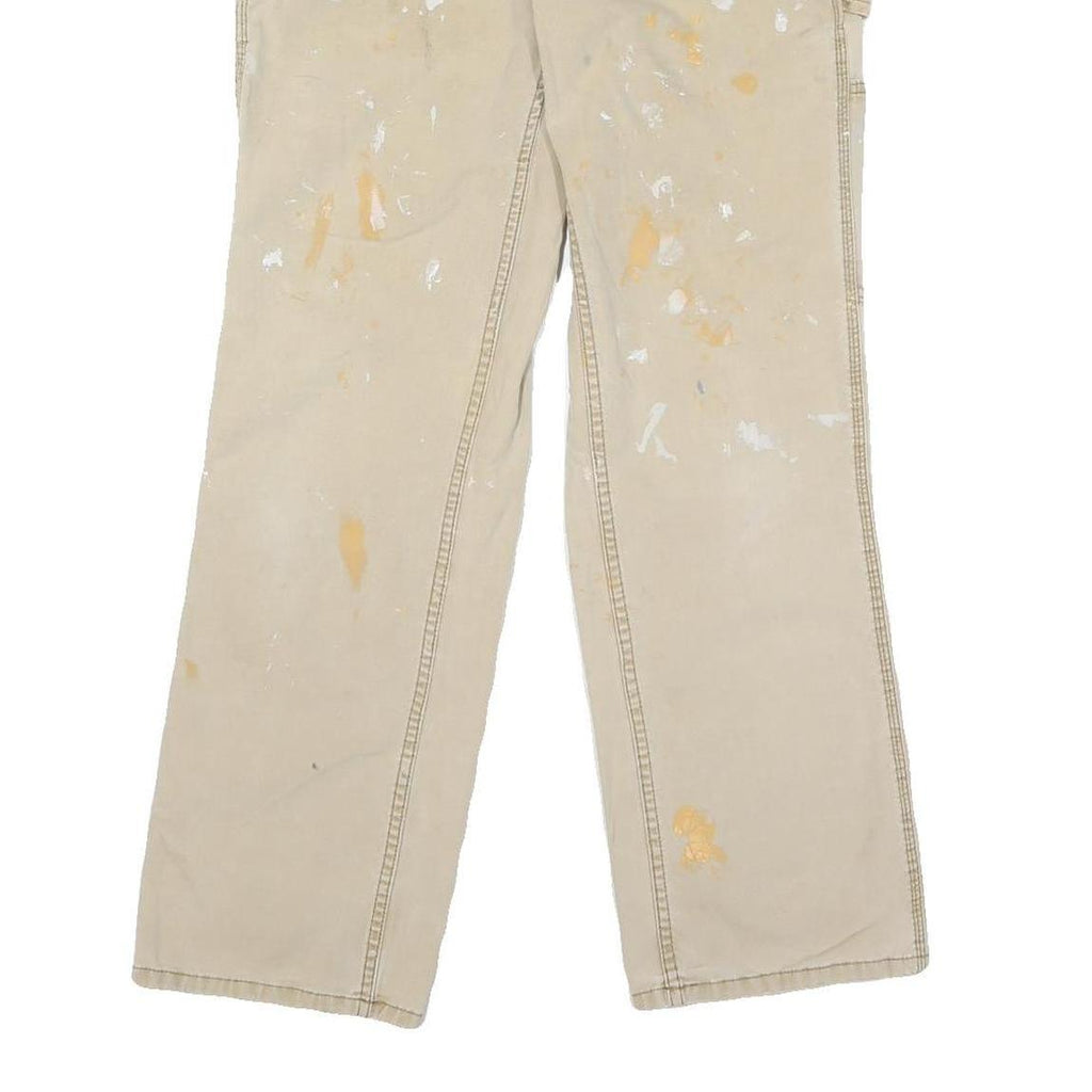 CARHARTT Mens Cotton Blend Beige Regular Fit Straight Leg Trousers W30 L28