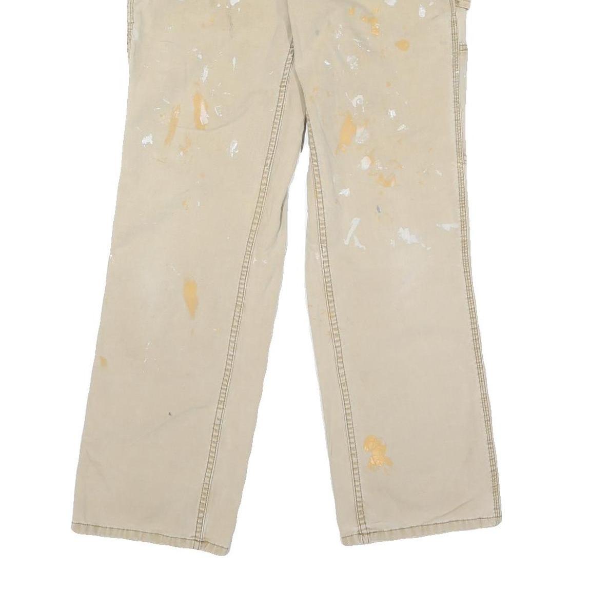 CARHARTT Mens Cotton Blend Beige Regular Fit Straight Leg Trousers W30 L28