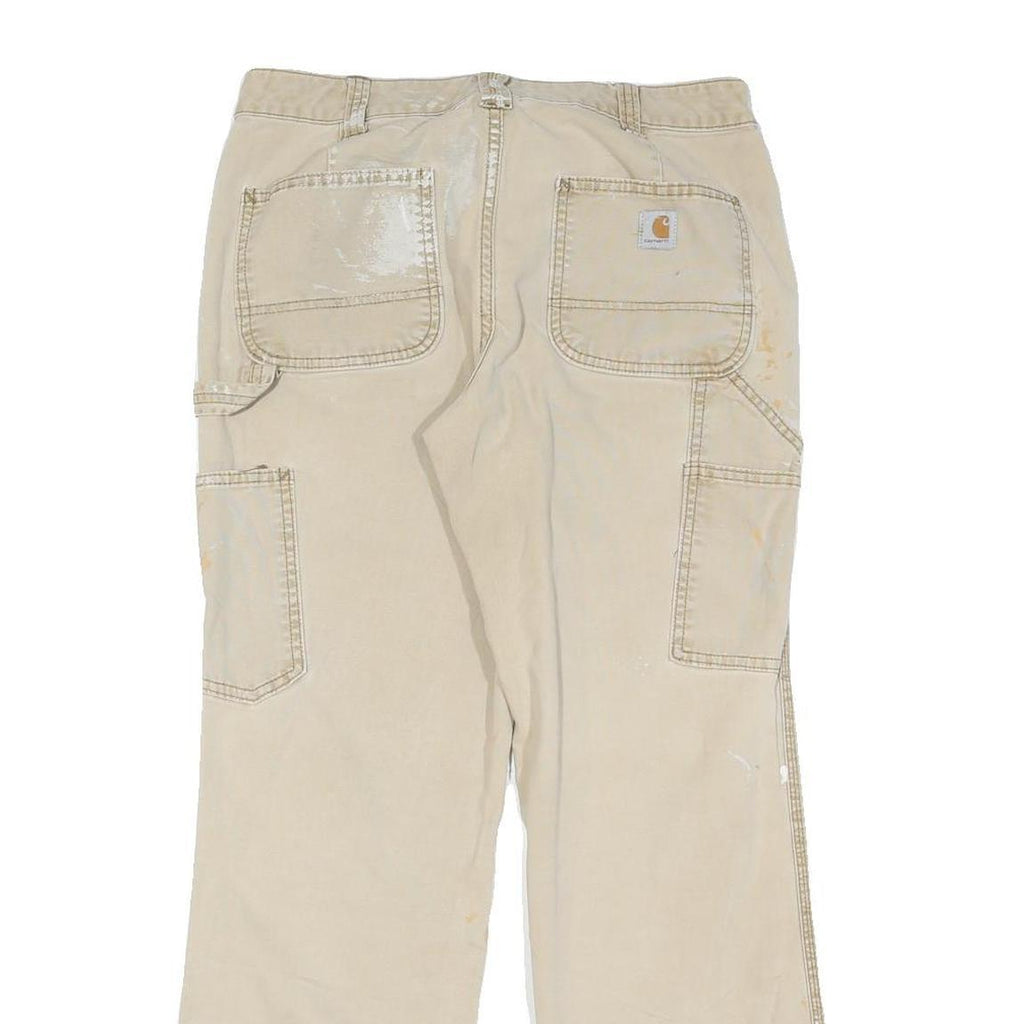 CARHARTT Mens Cotton Blend Beige Regular Fit Straight Leg Trousers W30 L28