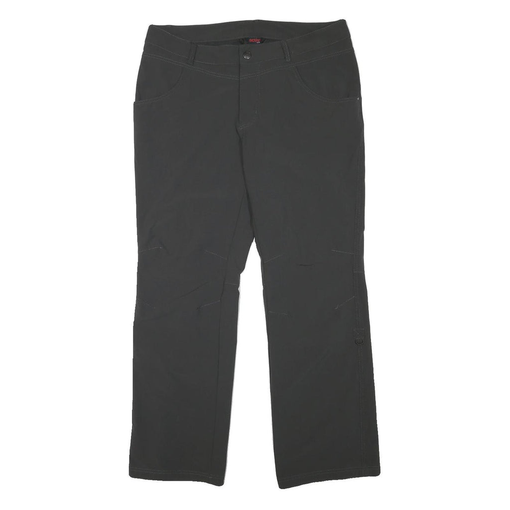ACTIVE Mens Polyester Blend Black Regular Fit Straight Leg Trousers W36 L30 Zip