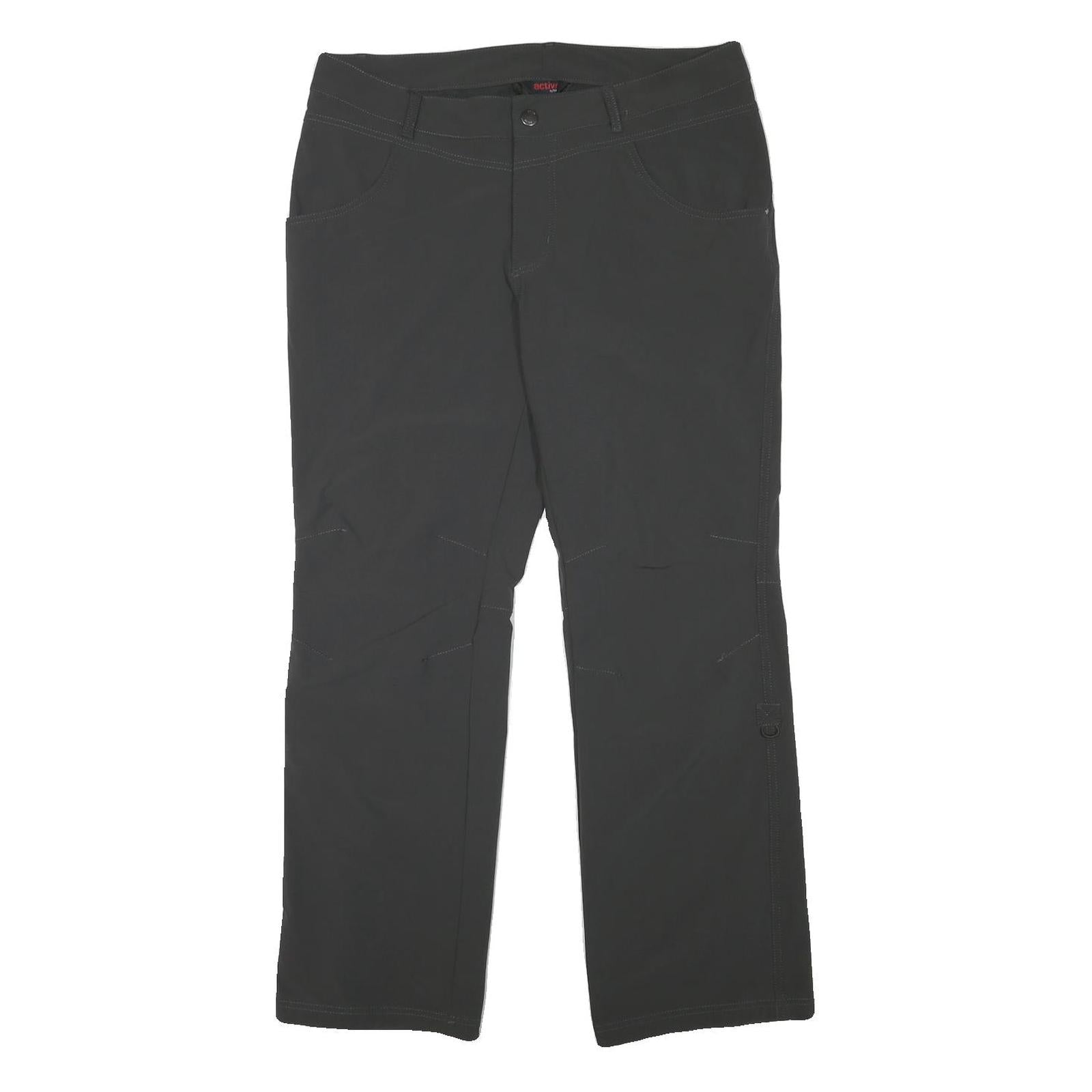 ACTIVE Mens Polyester Blend Black Regular Fit Straight Leg Trousers W36 L30 Zip