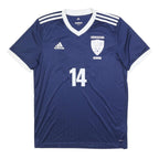 ADIDAS Mens Blue & White Pleasant Hill Soccer Graphic T-Shirt L Short Sleeve