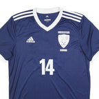 ADIDAS Mens Blue & White Pleasant Hill Soccer Graphic T-Shirt L Short Sleeve