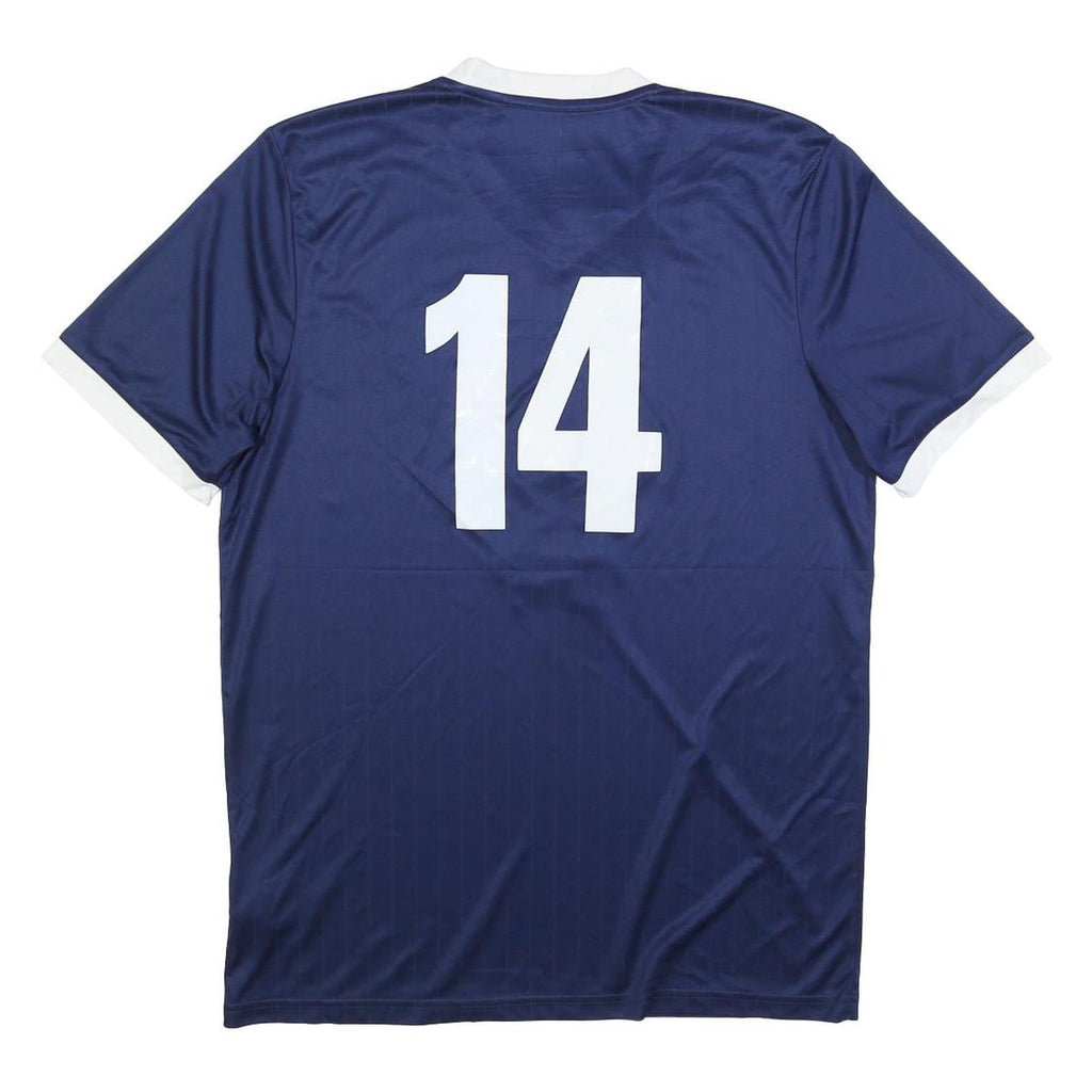 ADIDAS Mens Blue & White Pleasant Hill Soccer Graphic T-Shirt L Short Sleeve