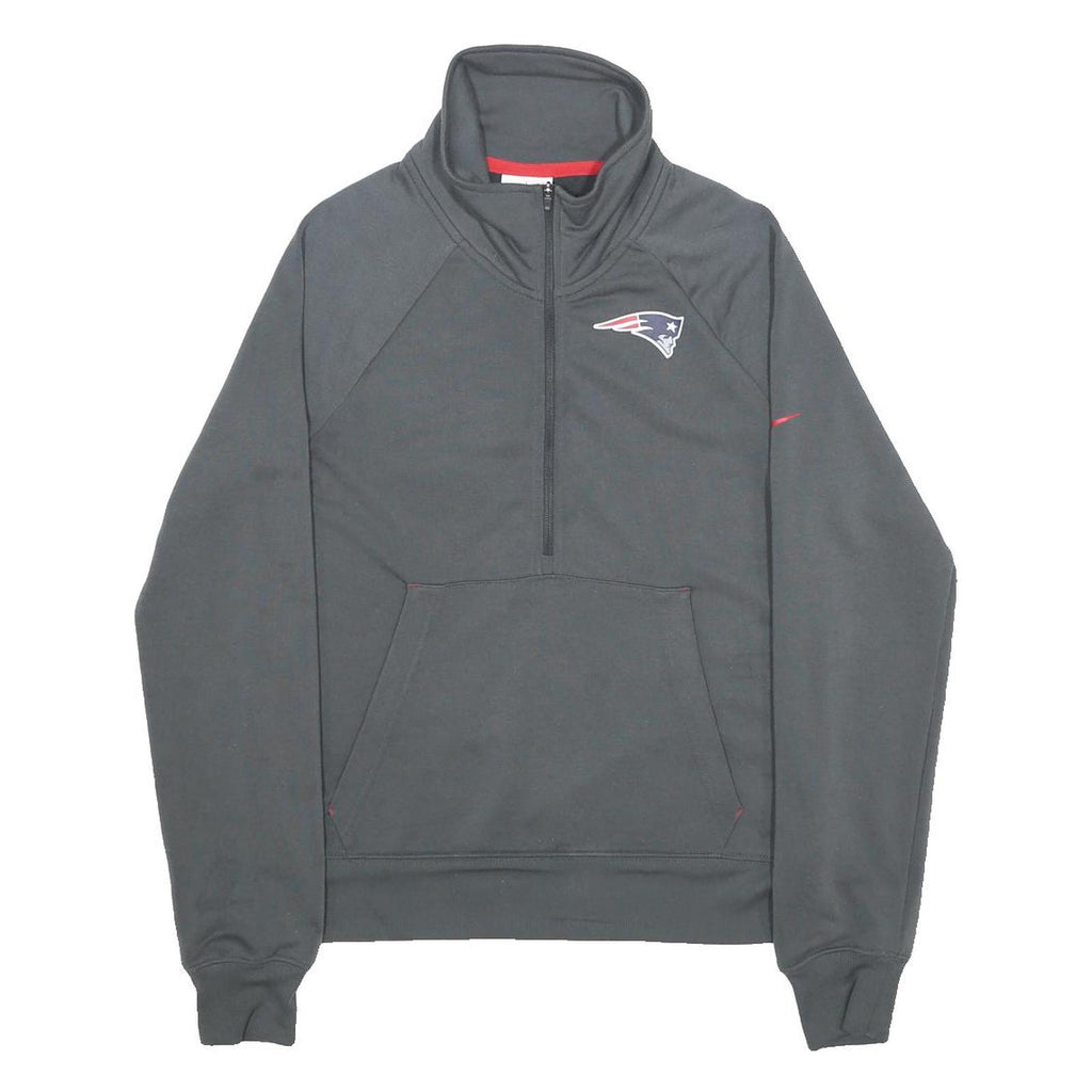 NIKE Mens Grey New England Patriots 1/4 Zip S Sweatshirt Pullover Sportswear