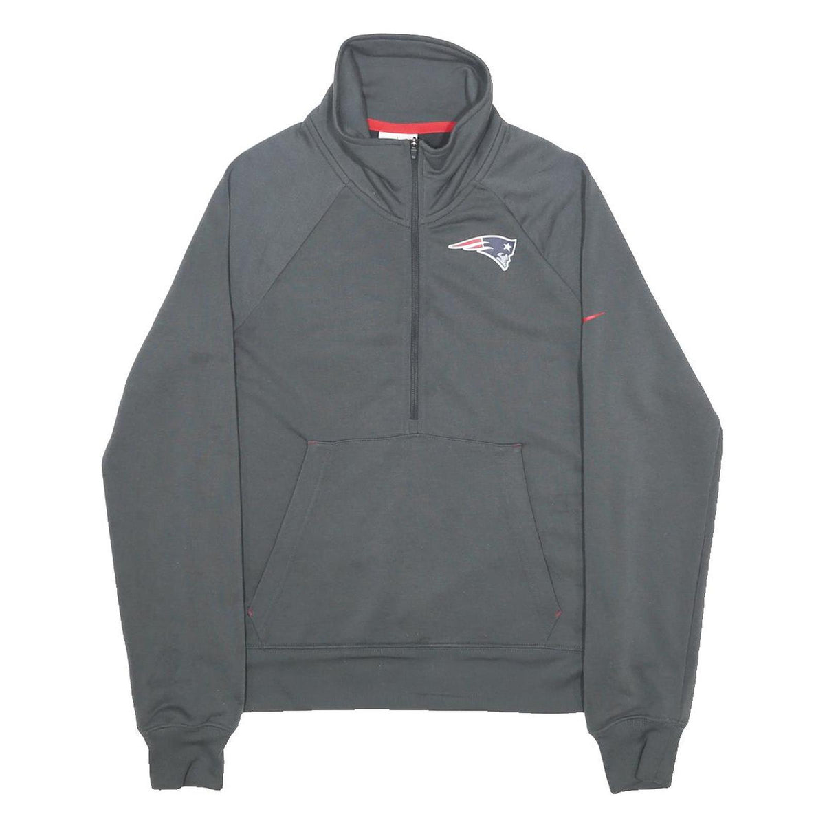 NIKE Mens Grey New England Patriots 1/4 Zip S Sweatshirt Pullover Sportswear