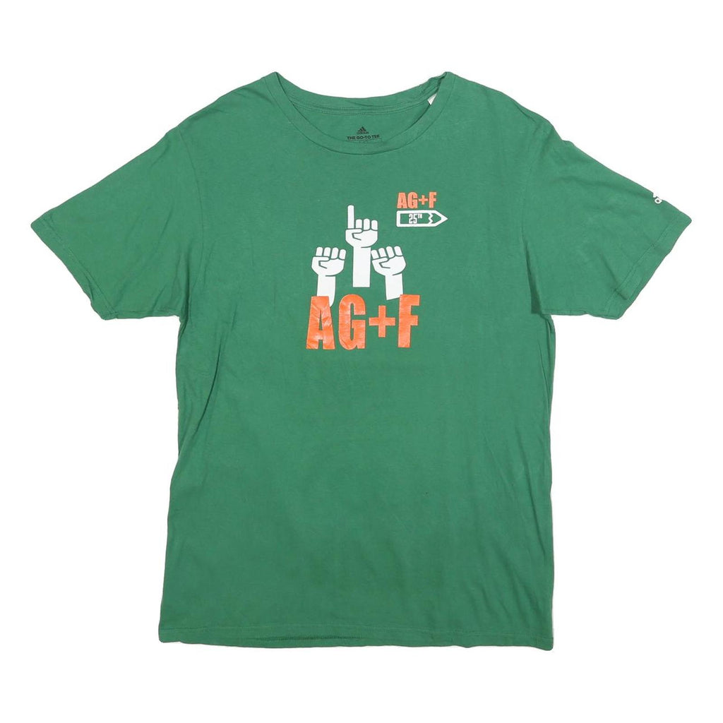 ADIDAS Mens Green AG+F Graphic T-Shirt L Short Sleeve Crew Neck Golf Event
