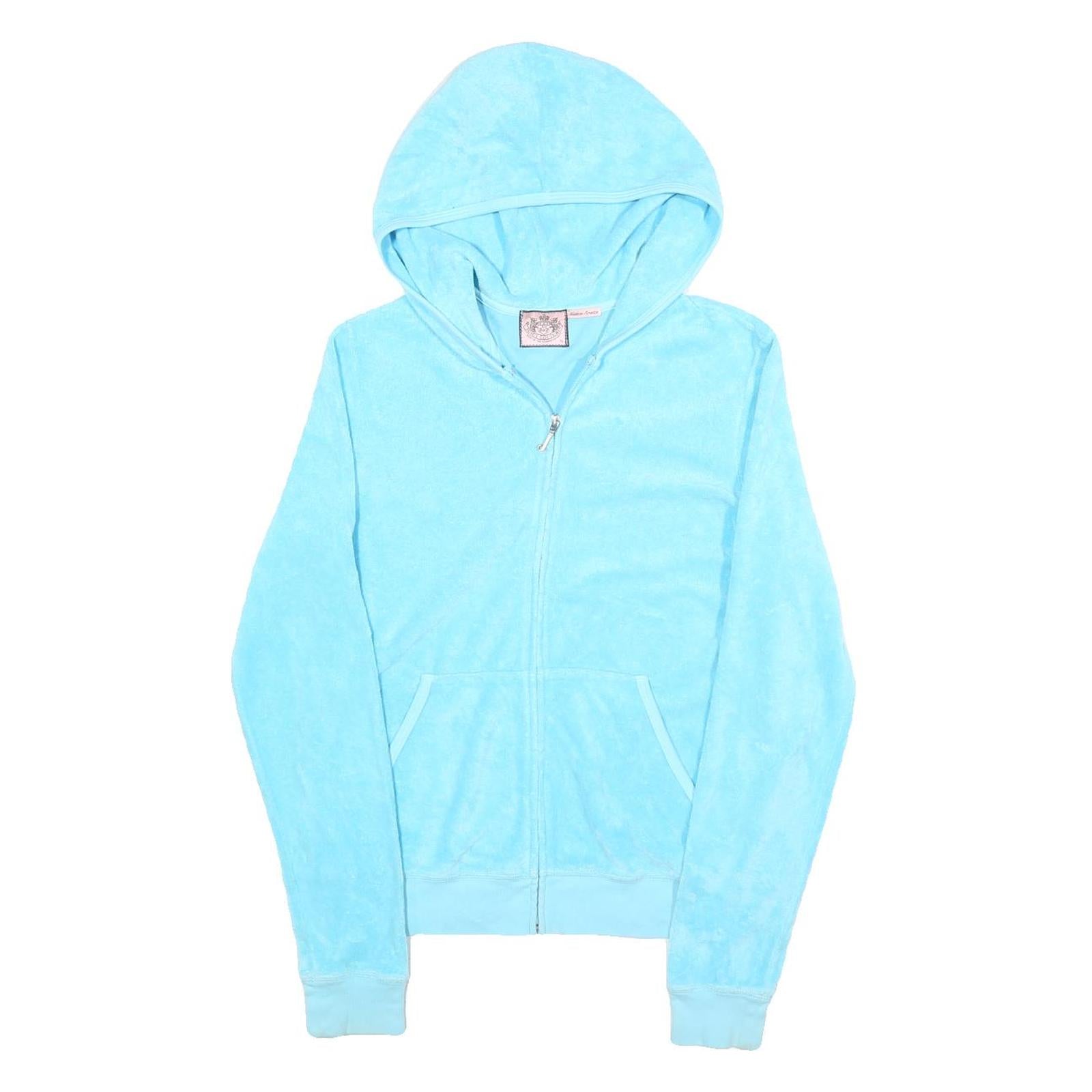 JUICY COUTURE Womens Blue Full Zip Hoodie XL Soft Velour Comfort Jacket