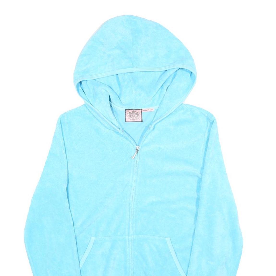 JUICY COUTURE Womens Blue Full Zip Hoodie XL Soft Velour Comfort Jacket