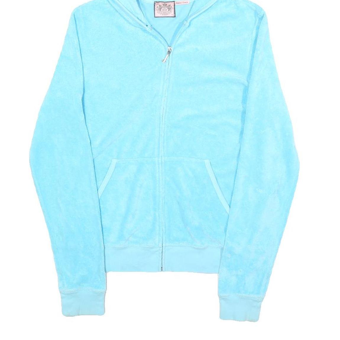 JUICY COUTURE Womens Blue Full Zip Hoodie XL Soft Velour Comfort Jacket