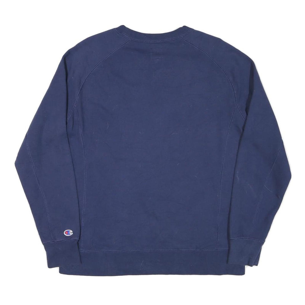 CHAMPION Mens Navy Blue Cotton Blend Crew Neck M Sweatshirt Pullover Logo