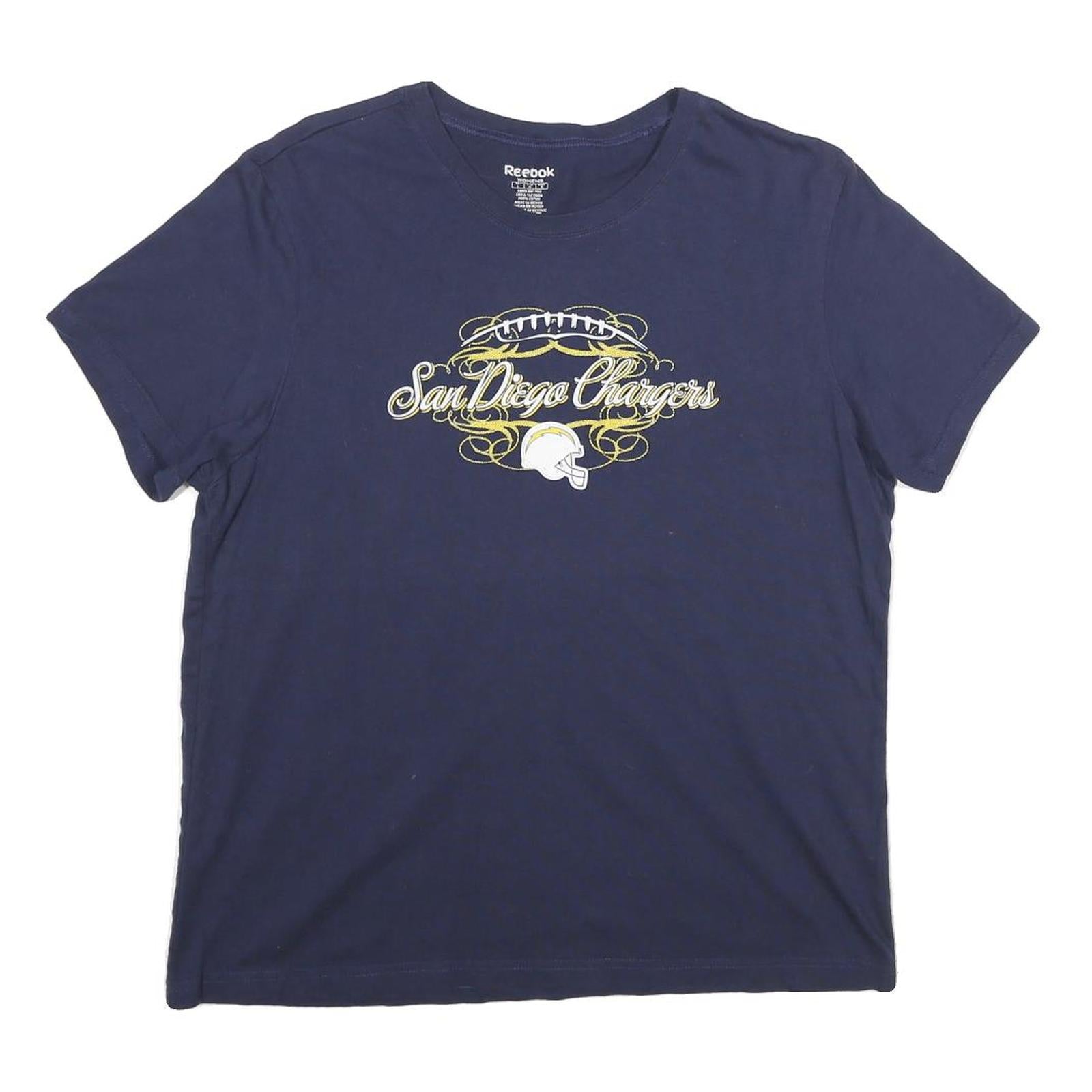 REEBOK Womens Navy Blue San Diego Chargers Graphic T-Shirt L Short Sleeve Crew