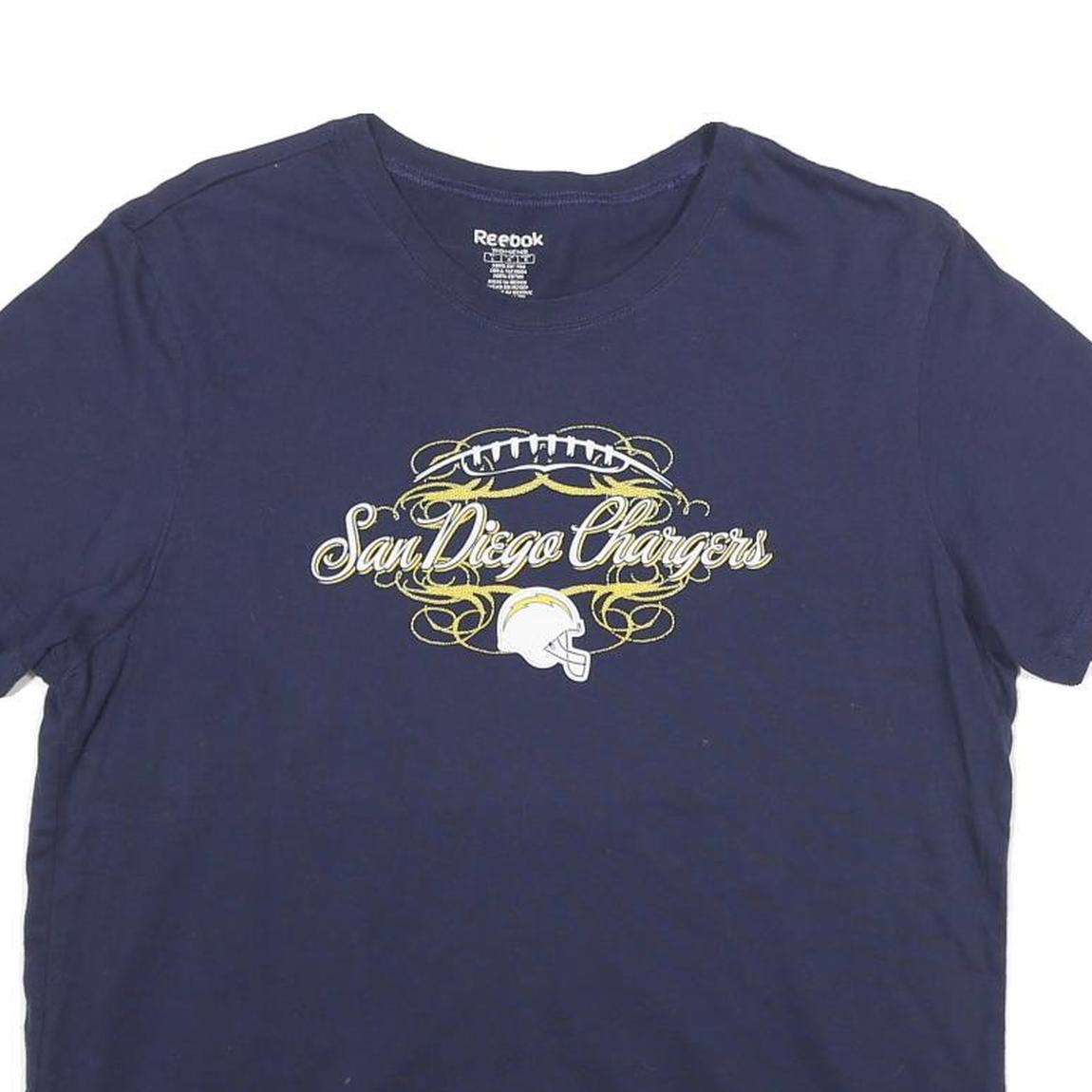 REEBOK Womens Navy Blue San Diego Chargers Graphic T-Shirt L Short Sleeve Crew