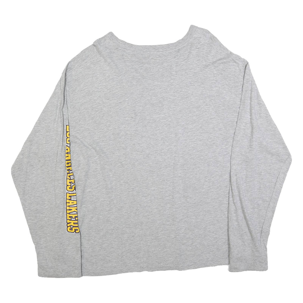 NBA Mens Grey Los Angeles Lakers Long Sleeve Crew Neck Cotton Blend T-Shirt 2XL