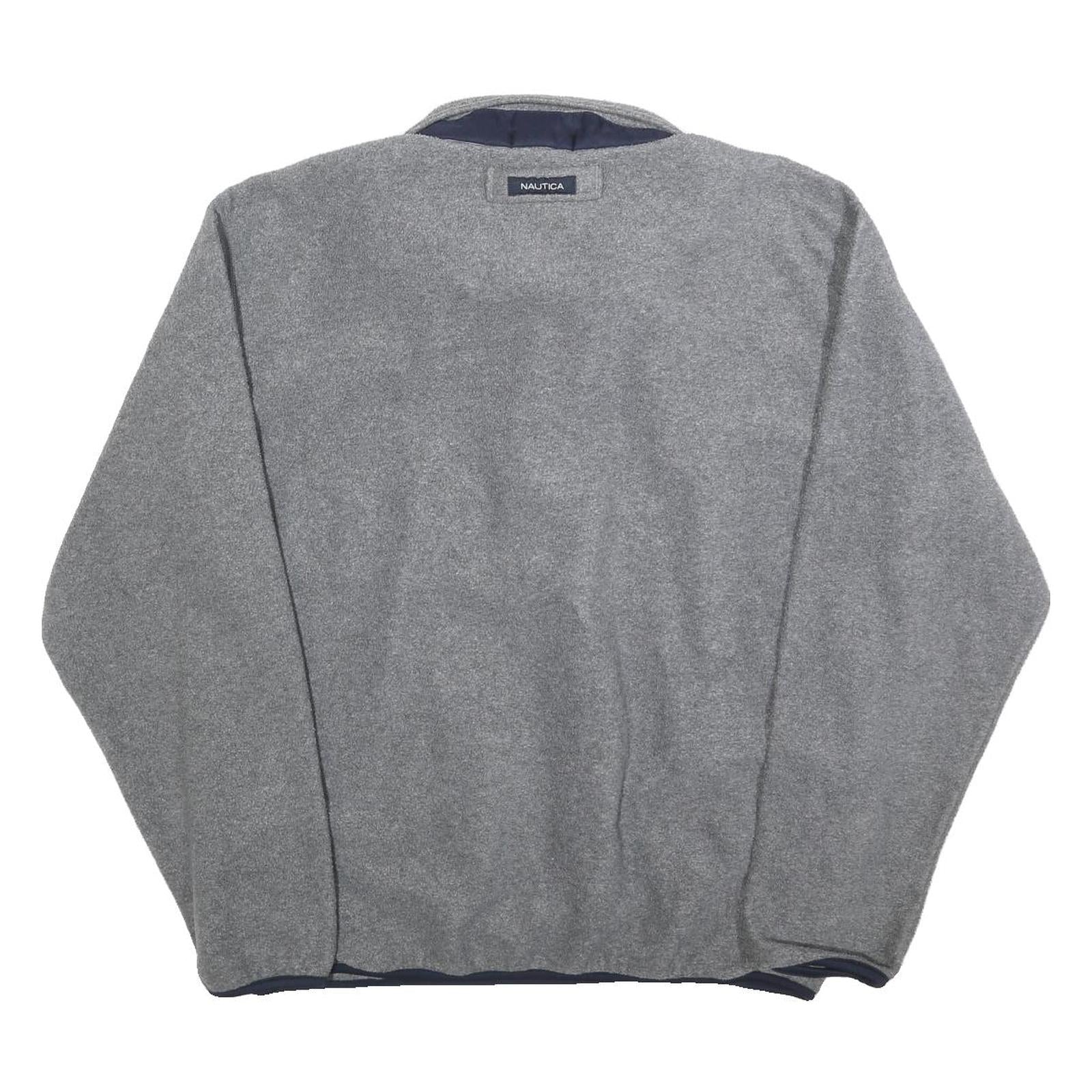 NAUTICA Mens Grey Plain Pullover Jumper Crew Neck Regular L Polyester Casual